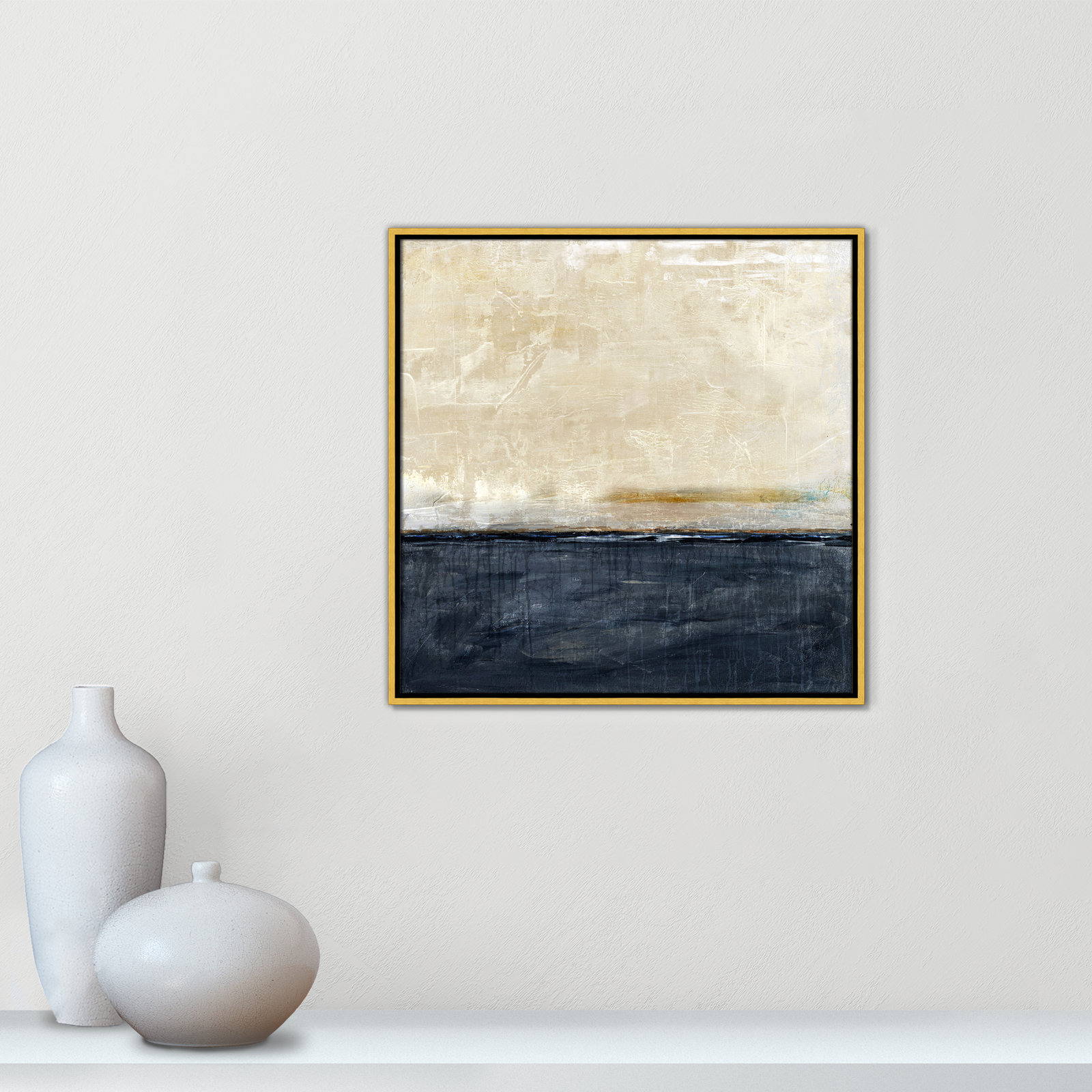 Better Days Navy Print by Denise Brown, 25.5" H x 25.5" W, Gold