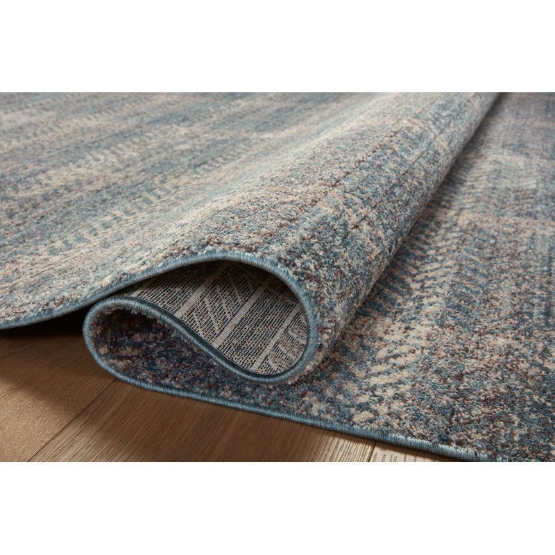 Angela Rose Blue and Beige Wool Synthetic Area Rug 7'-10" x 10'