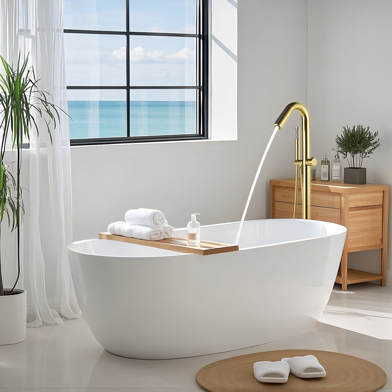 Floor Mount Freestanding Tub Faucet, Gold