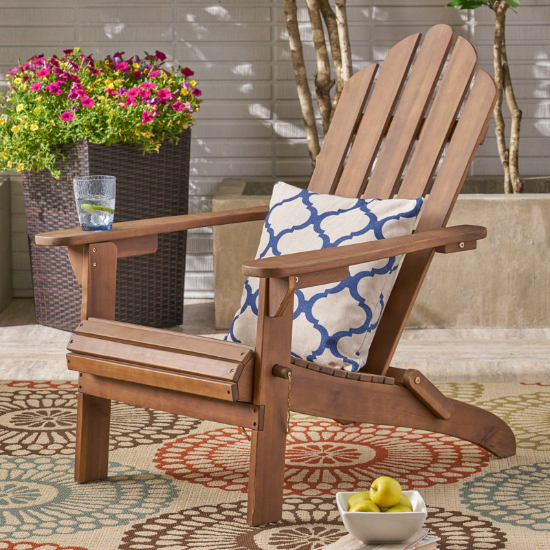 Outdoor Chair Dark Brown - Foldable Style Wood Frame For Picnic, Constructed With