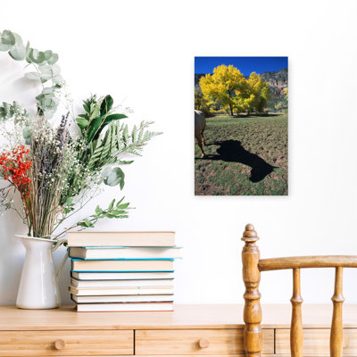 Horse's Shadow Autumn Colour Cottonwood Trees San Diego Canyon Jemez Mountains New Mexico USA by Green Earth Collection - Wrapped Canvas Print