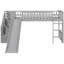Stairway Twin Gray Loft Bed, Two Drawers, Slide, Maximized Space Utilization, Pine Frame, Suitable For Bedroom Size Bed With Drawers And Solid Construction, Convertible Slide Placement, Some Assembly