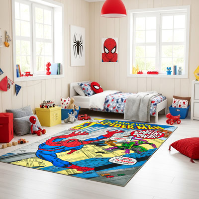 Tapis d'intérieur en flanelle à motif antidérapant et lavable Licided Spiderman, 54 po x 78 po