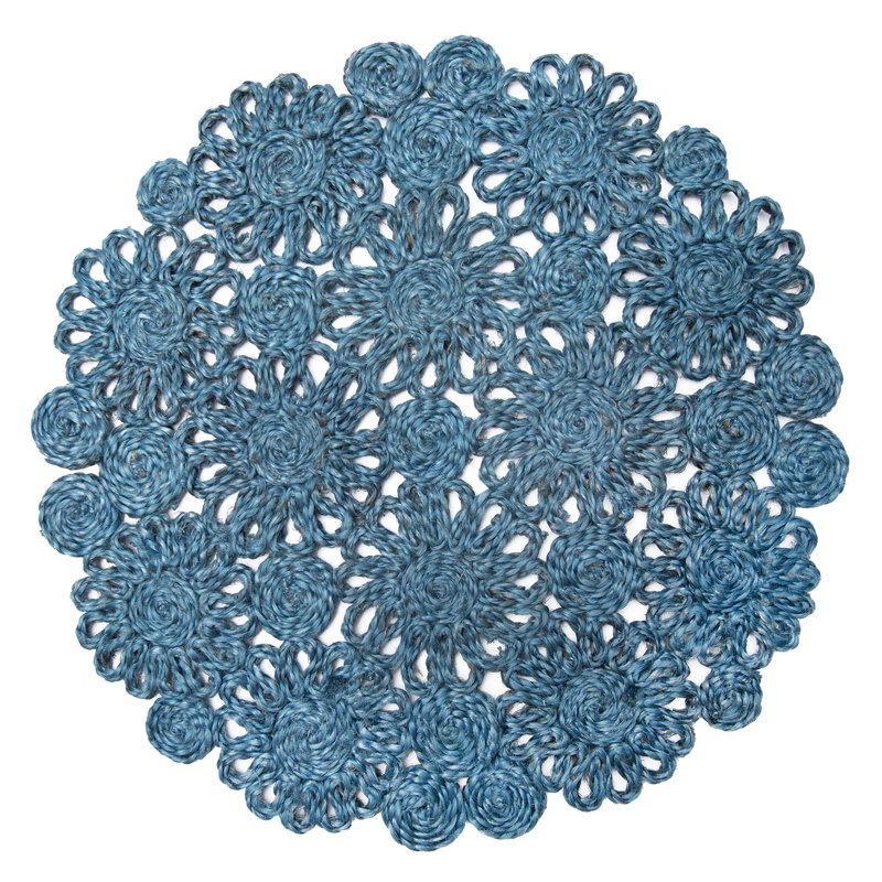 Bladwell Jute Round Placemat, Blue Jean