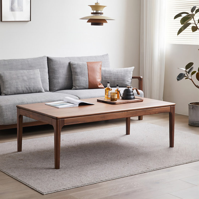 Nut-brown Solid Wood Rectangular Coffee Table, 17.72" H x 47.24" L x 23.62" W