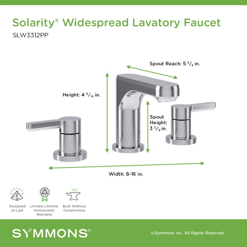 Solarity Two Handle Widespread Bathroom Sink Faucet With Push Pop Drain, Polished Chrome