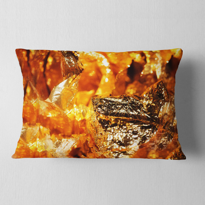 Feuille d'or orange brillant - Coussin décoratif imprimé abstrait