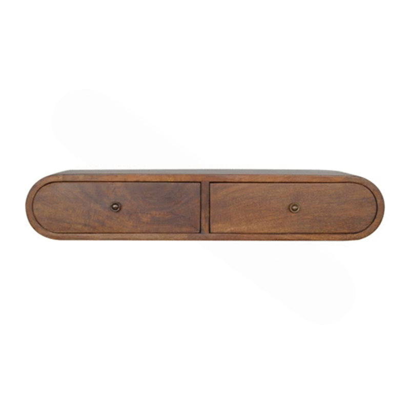 Floating Chestnut London Console, 2-Drawers, Shiny Knobs
