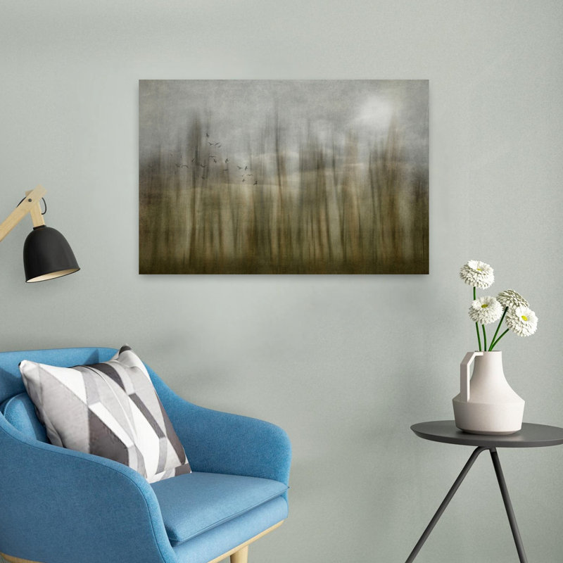 «Somewhere Enchanted», art mural abstrait contemporain, paysage, nature, H 16 po x l 24 po