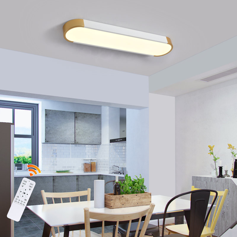 Cherron 1-Light 70cm LED Flush Mount, White/Gold