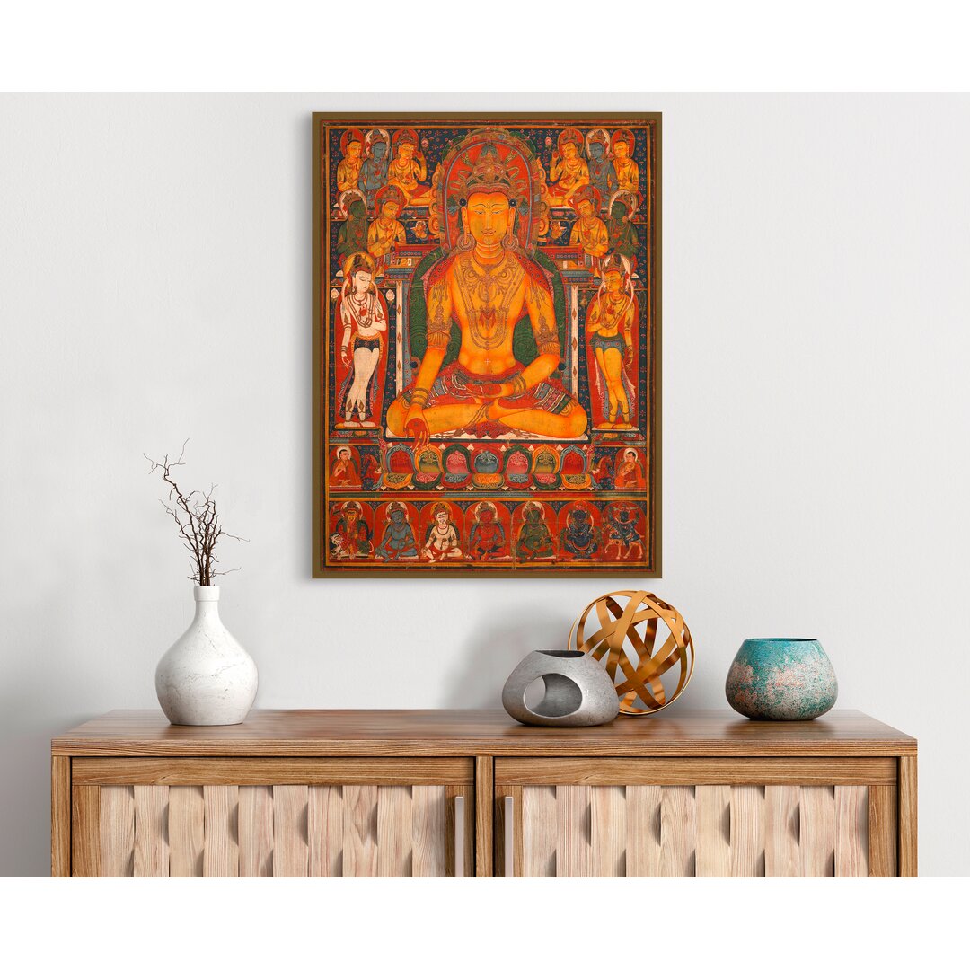 Gerahmtes Leinwandbild - Grafikdruck „Buddha Ratnasambhava with Wealth Deities”