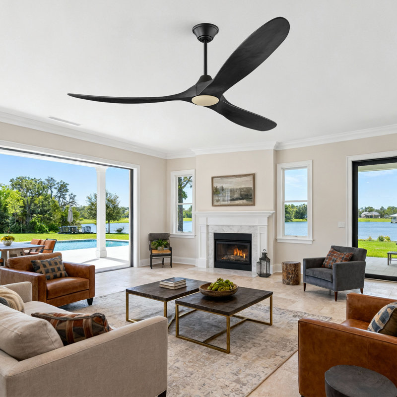 Ceiling Fan With Remote, 177cm Wide, Black