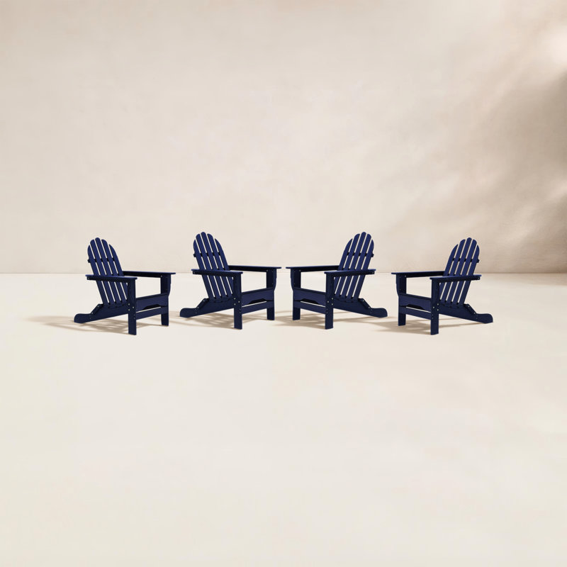 Chaise Adirondack d'extérieur en bois Hartington, Bleu marine