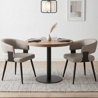 Modern Faux Leather Waterproof Upholstered Dining Chairs with Metal Legs, Mid-Century Kitchen Side Chairs (Set of 2)
