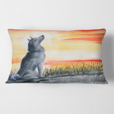 Wolf Howling at the Moon Rectangular Pillow Cover & Insert