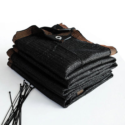 90% Black Sunshade Net With Reinforced Nail Buckle, Wind Resistant Snap‑on Fastener System, No‑drill Installation For Garden, Patio, Greenhouse