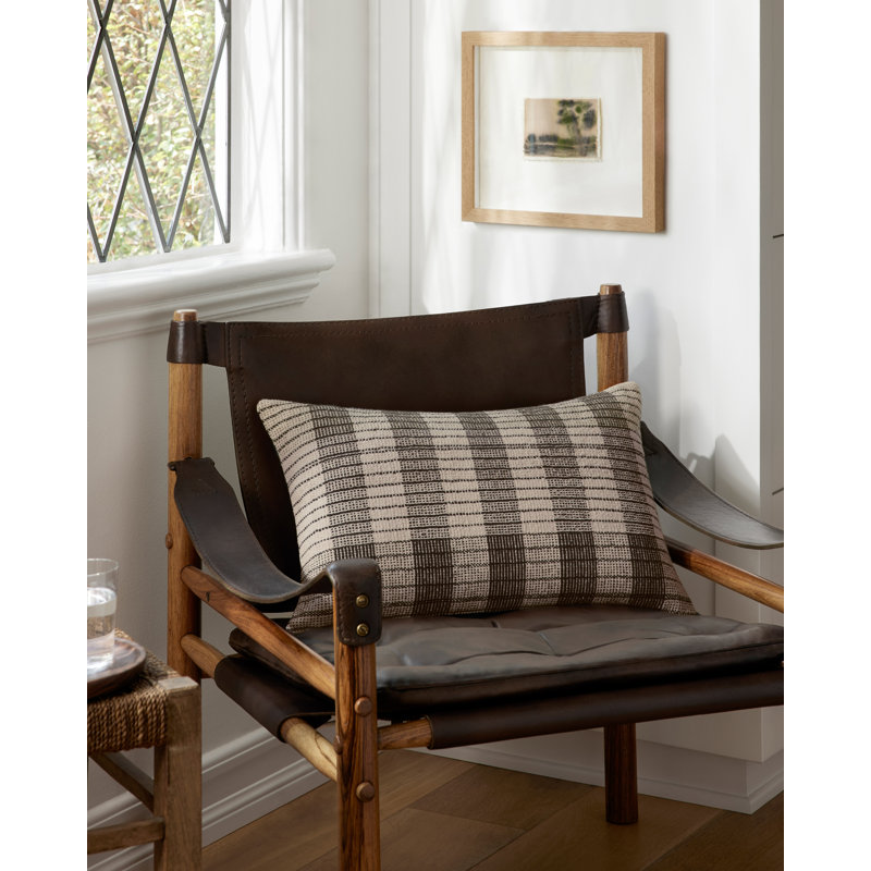 Ivory and Black 13" x 21" Cotton Polyester Accent Pillow