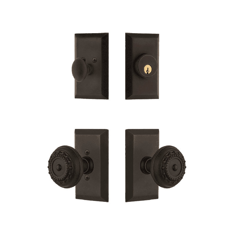 Nostalgic Warehouse Studio Entry Set with Meadows Knob, Oil-Rubbed Bronze