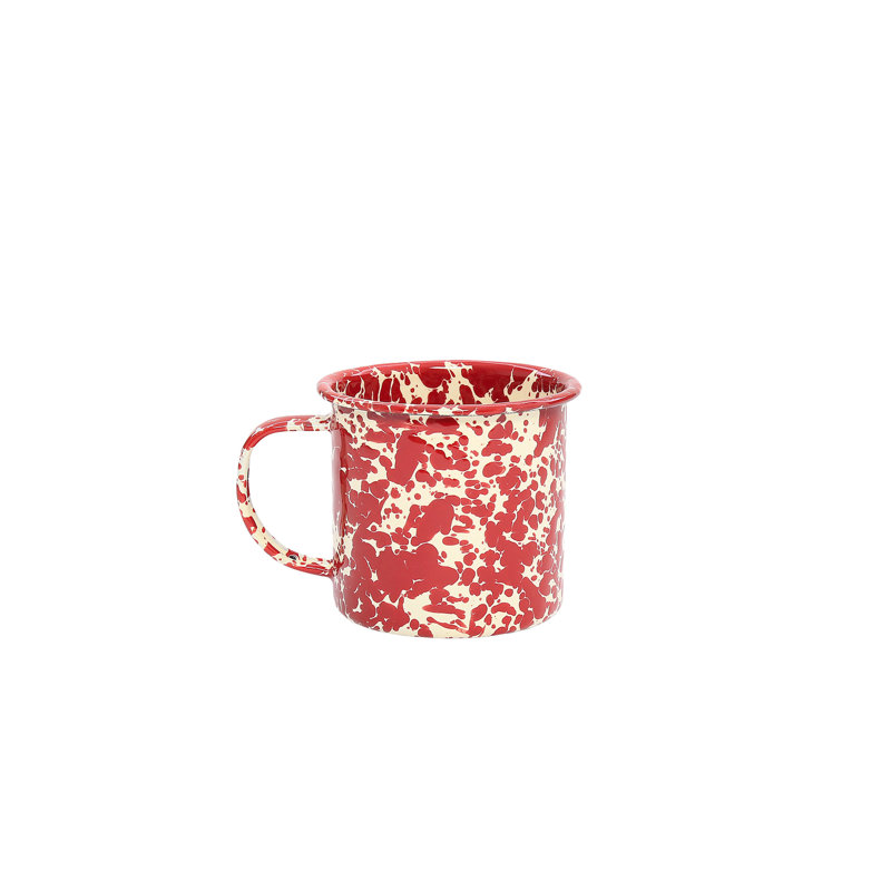 Crow Canyon Enamelware Splatter 16 oz Mugs, Grey, Blue, 12