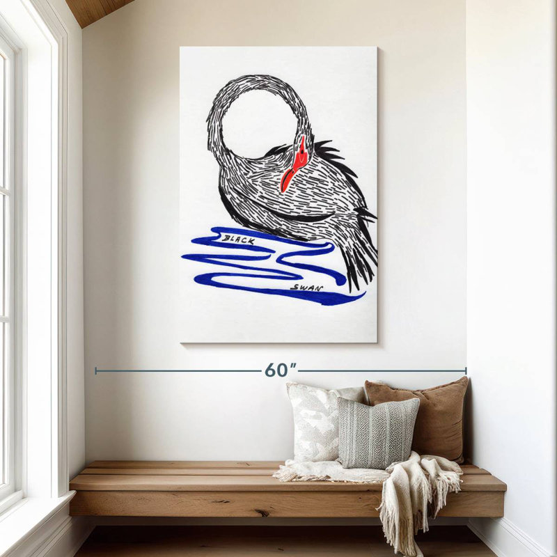 Brampt Wild Black Swan, 48" H x 32" W