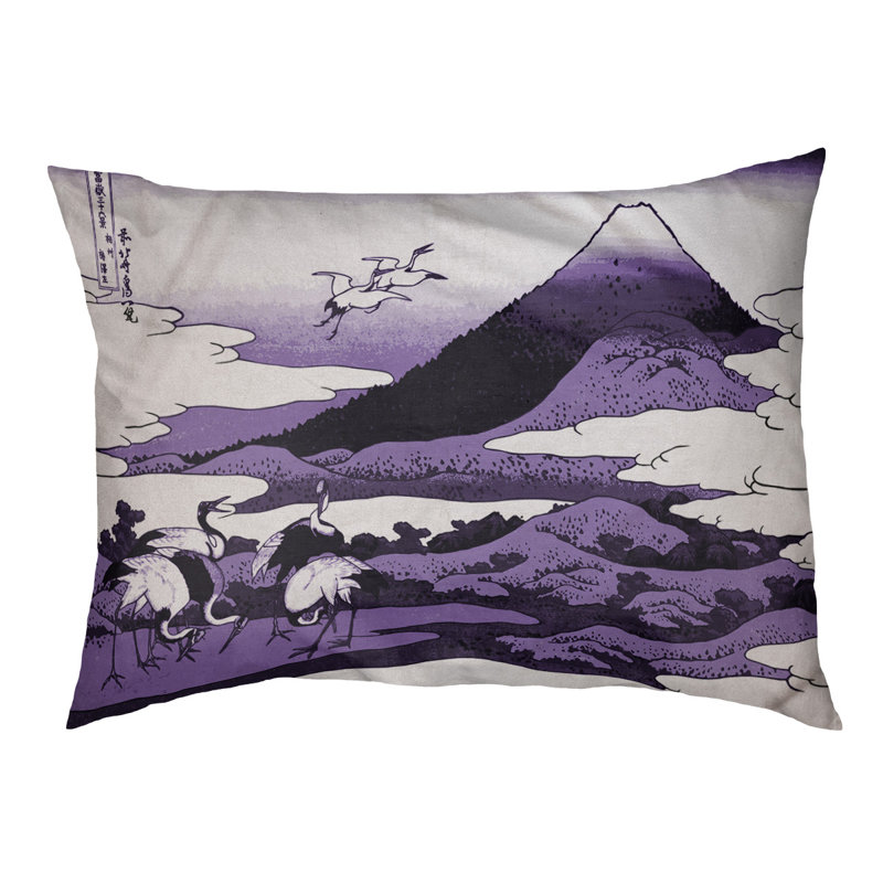 Coussin de concepteur japonais pour grues Burkart, L 19,5 po x l 29,5 po, Mauve / Noir
