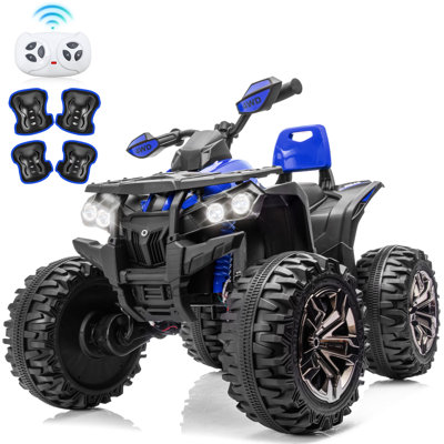 24V 2-Seater Kids Ride-On ATV, 4WD Electric Quad with Parent Remote, 4×200W Motors, LED Lights, Bluetooth and Suspension