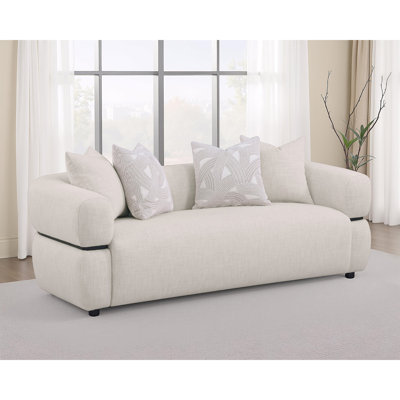 Ramsay Beige Upholstered Round Arm Sofa – Elegant Beige Sofa with Soft Round Arms for Living Room