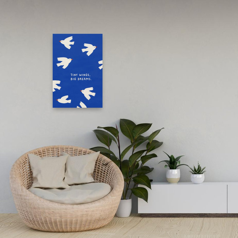 Flight Of Dreams Minimalist Abstract Contemporary Bird Nature Landscape Wall Art Print by Treechild - Wrapped Canvas Print