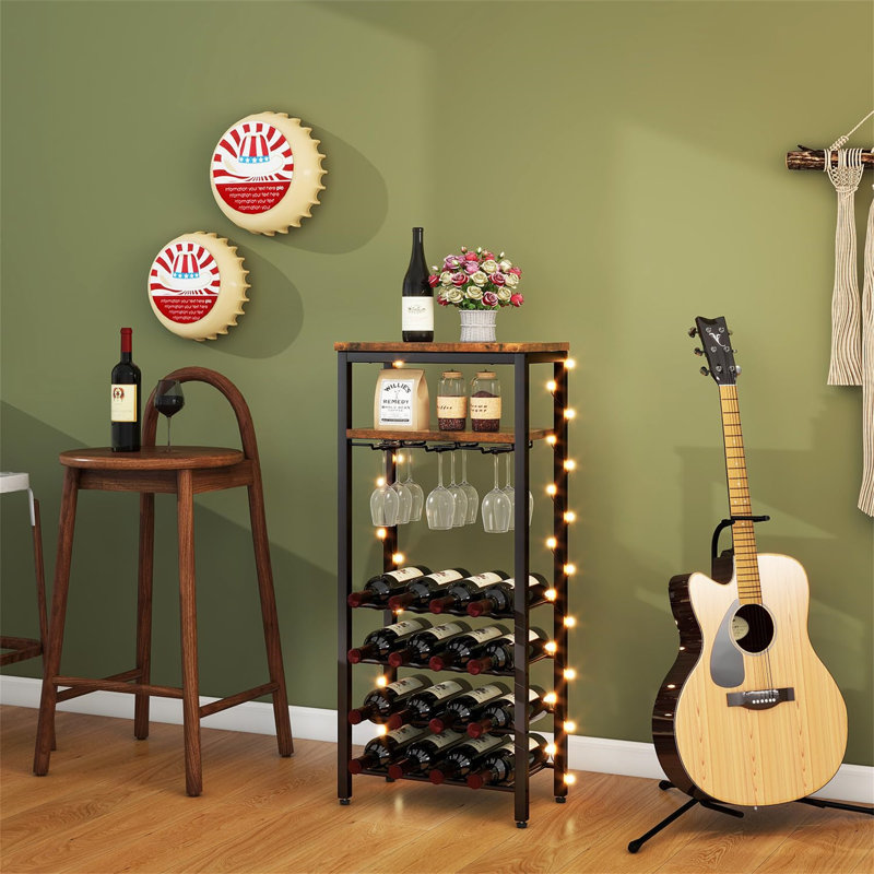 Open Shelving Wine Bottle Rack Brown