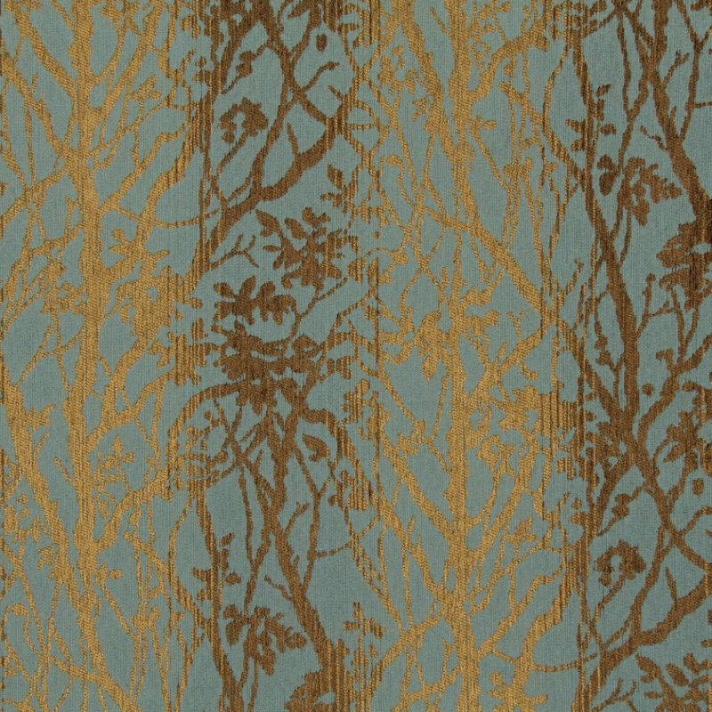 Crypton Transitional Soft Vines Fabric, Chambray