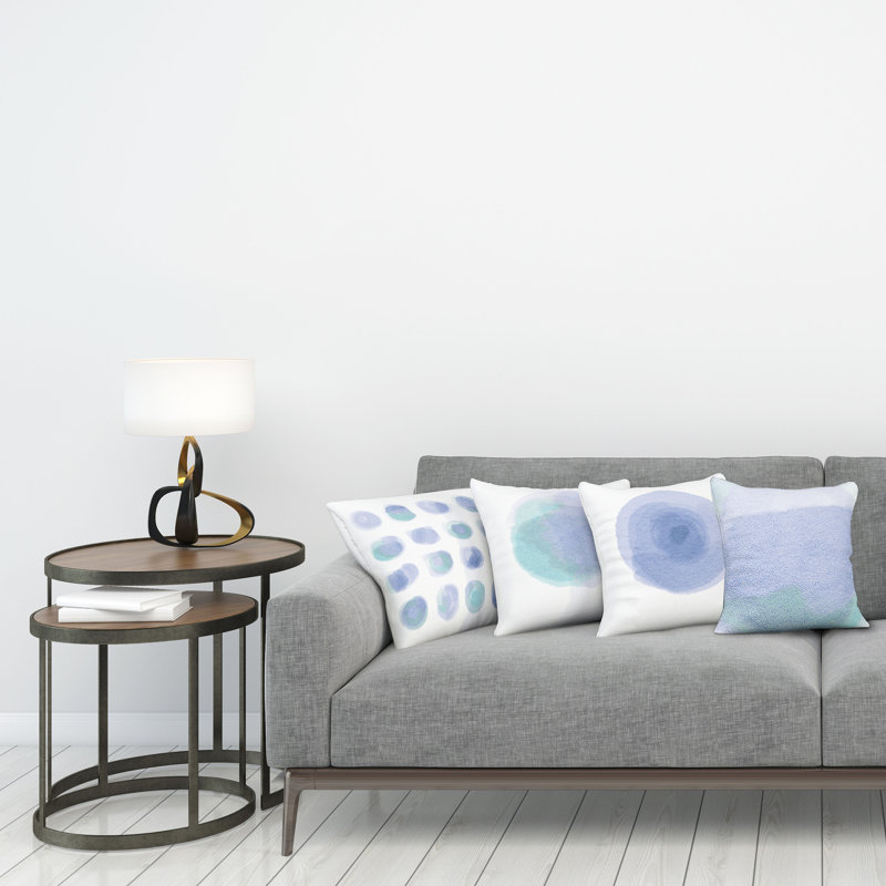 Everts Indoor / Outdoor Abstract Square Cushion Cover, 40cm H x 40cm W x 0.01cm D, Ceil Blue/Seafoam/White