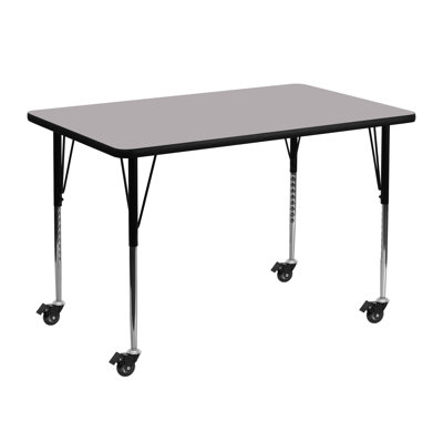 Goddard Commercial Adjustable Height Rectangular Activity Table with Locking Casters