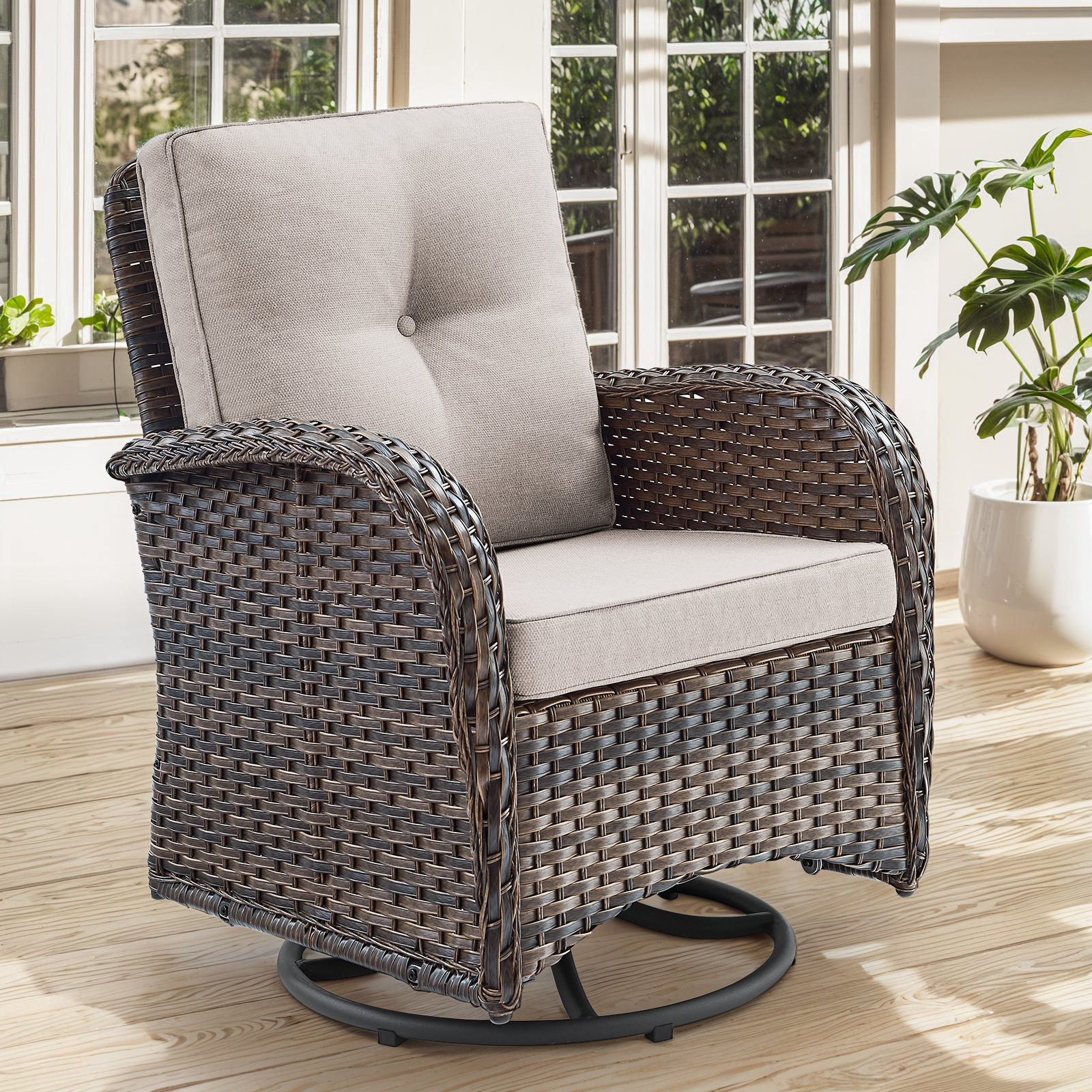 Red Barrel Studio® Valierius Comfortable Wicker Swivel Rocker Patio ...