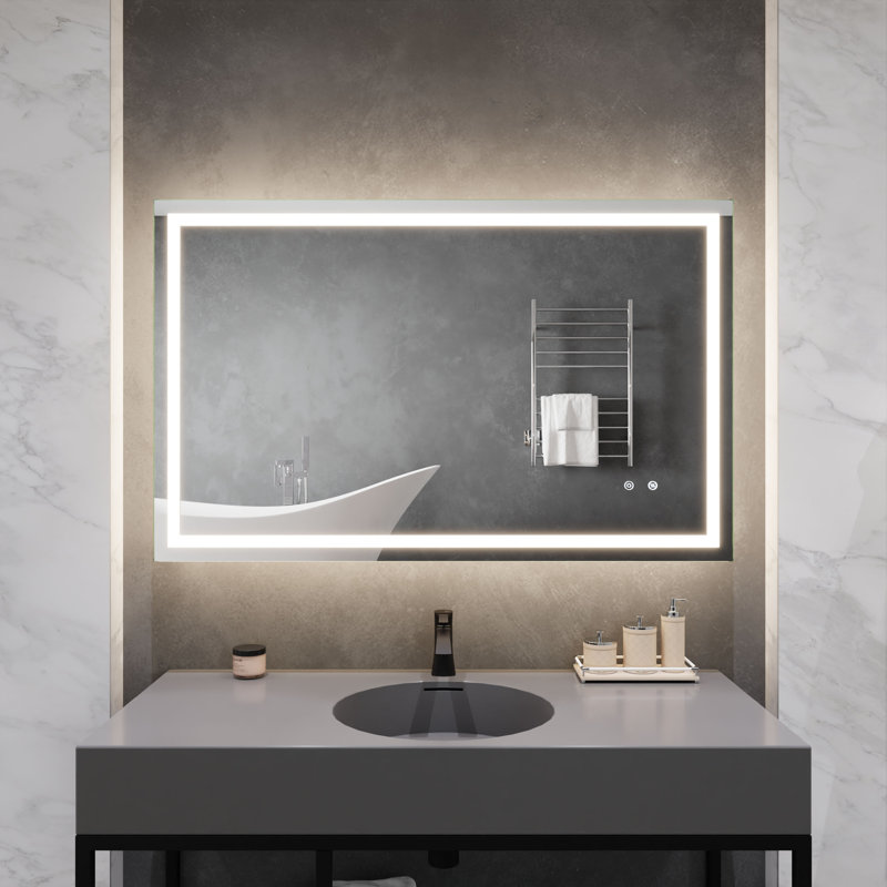 ANZZI 30-in. x 48-in. Frameless Wall Mounted LED Front/Back Light Bathroom Mirror with Defogger