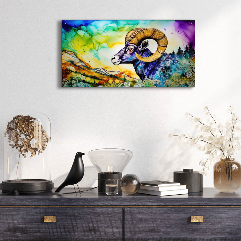 Loon Peak® «Yellow Horn» par The Golden Valley, art mural en verre acrylique, ACR-45033, H 24 po x l 48 po