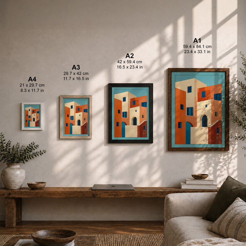 Stacked Architecture Geometric - Framed Print, A4 - 29.7 x 21.0 cm, Black