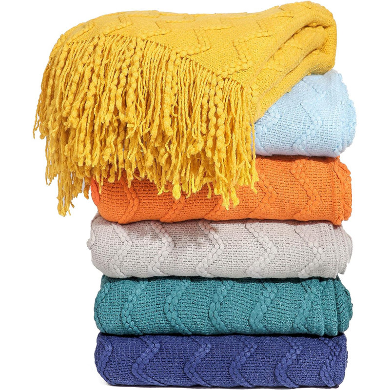Chevron Knitted Throw Blanket (50" x 60"), Teal