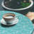 Bungalow Rose Abstract Fitted Round Tablecloth Diameter Turquoise White-1902666223