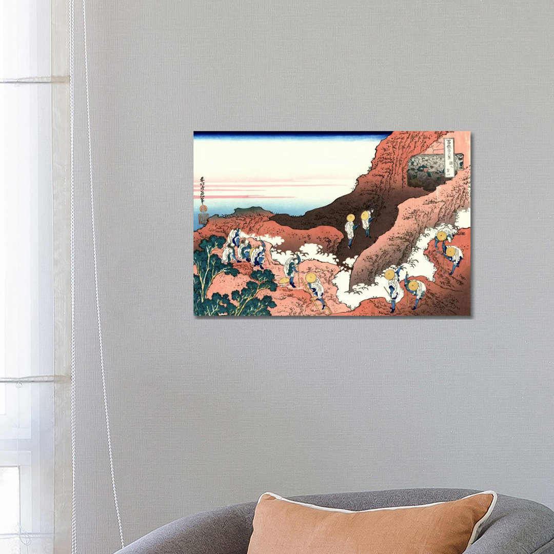 Climbing On Mt. Fuji by Katsushika Hokusai - Wrapped Canvas Print