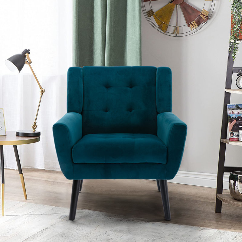 Fauteuil d'appoint Bolanle, Velours sarcelle