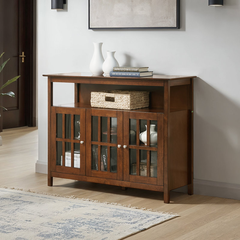 Meuble télé avec armoires de rangement et rangement pour téléviseur de 55 po ou moins Bamard, Noyer foncé