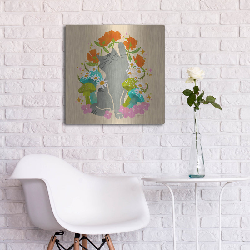 «Vintage Cat In Butter» par Rachel Hallquist, art mural en métal, H 24 po x l 24 po