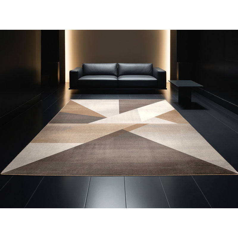 Tapis beige moderne et contemporain lavable à la machine Pantelis, Rond 6 pi