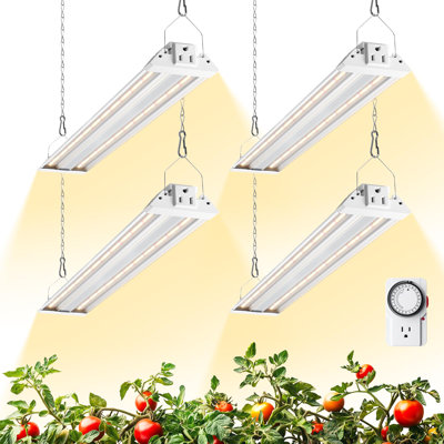 Barrina Tx36 2ft Led Grow Light, 144w(4 X 36w, 800w Equivalent), High Ppfd, Full Spectrum, Mechanical Timer, Hanging Plant Lights For Indoor Growing, Seedlings With On/off Switch, Linkable, 4 Packs