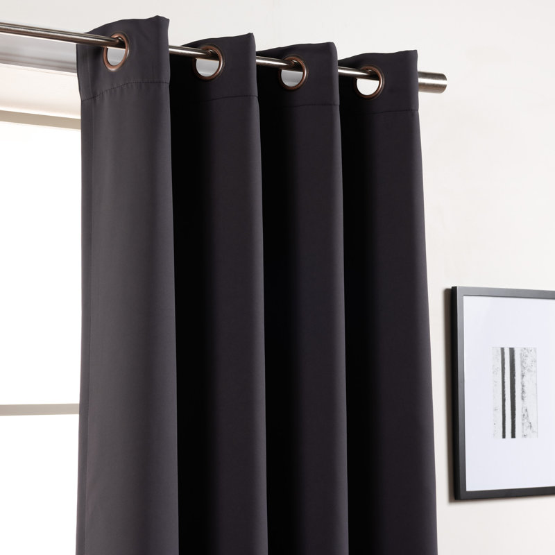 Anthuan Blackout Single Curtain Panel, 52" W x 132" L, Dark Gray