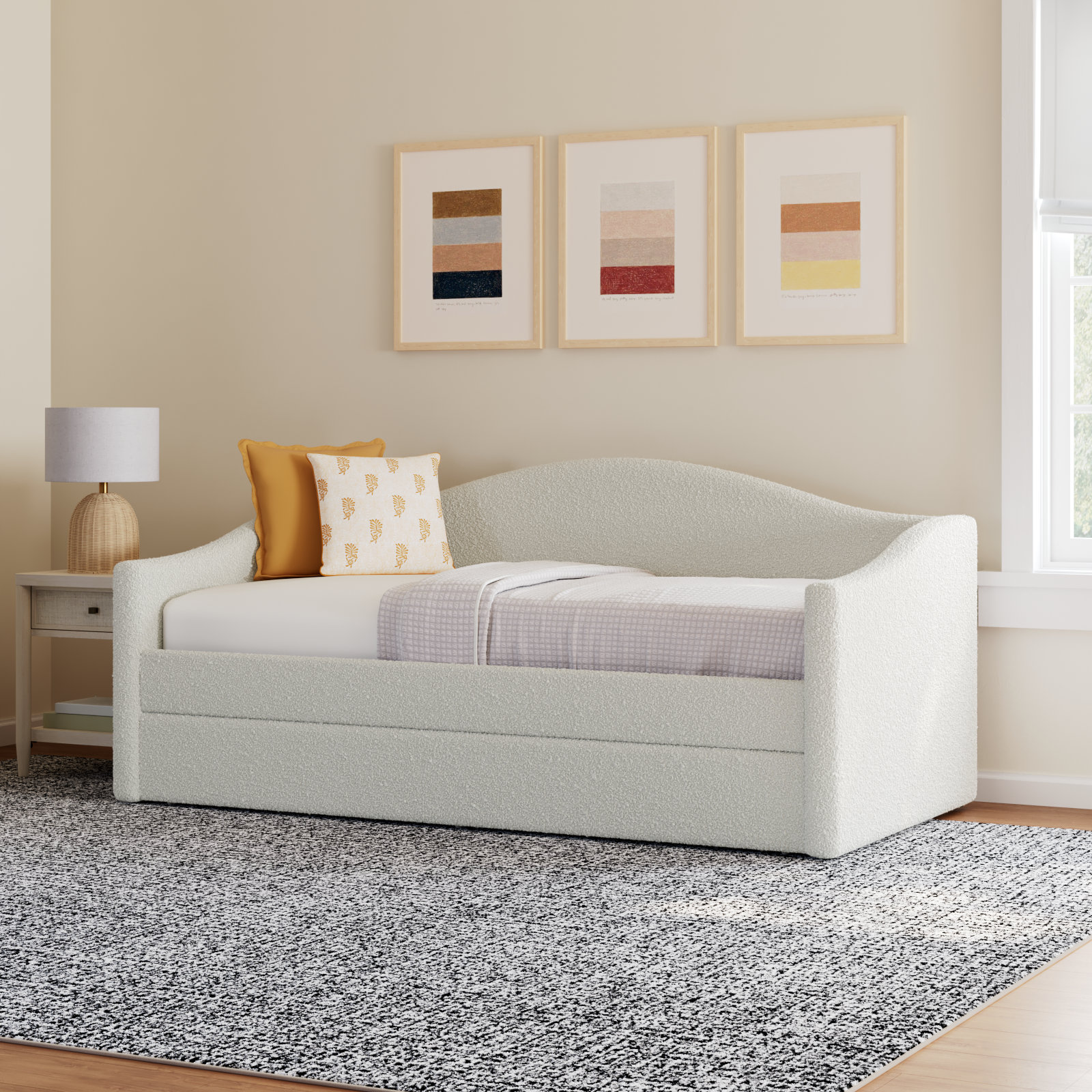 Gynith Twin Solid Wood Daybed with Trundle