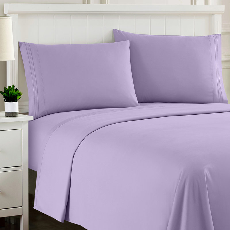 Luxurious Classic Soft Solid 1800 Series Microfiber Sheet Set, Various Colors and Sizes, Lavender, Full