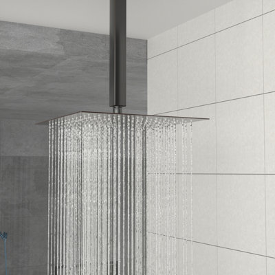 Rain Fixed Shower Head  (12 Inch Square, Oil Rubber Bronze)