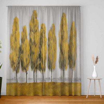 Abstract Yellow Trees Blackout Curtains | Home Decor Pair
