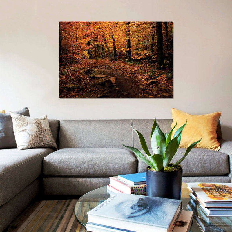 «Autumn Path» par Nathalie Mikaels - Impression sur toile, H 18 po x l 26 po x P 1,5 po, Toile tendue, Pas de tapis